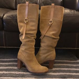 Coach Morgan Suede Boots, tan, size 8